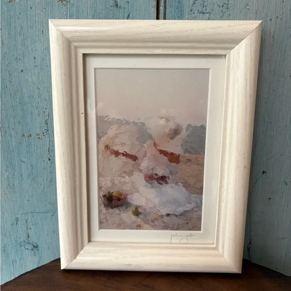 Pretty Artisan “Woman in White” Professionally Framed Art Piece - Picture 5 of 9